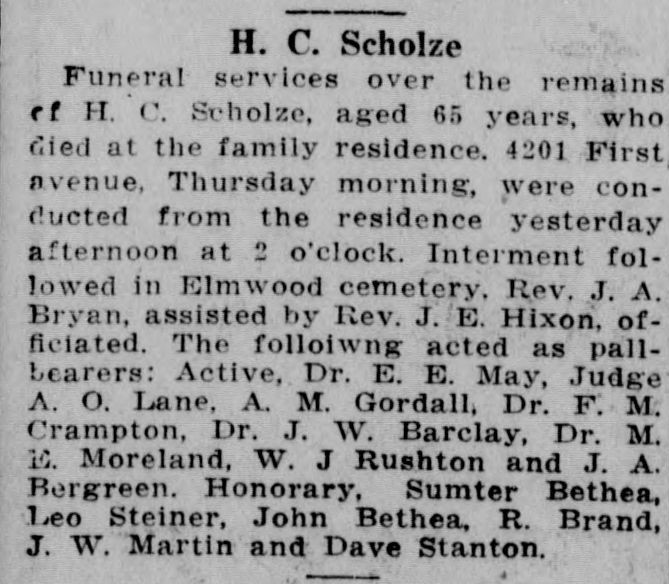 H. C. Scholze obituary
